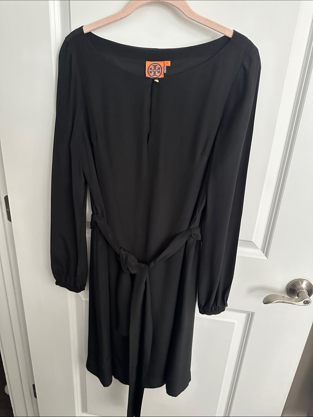 Tory Burch Black Long Sleeve Tie-Waist Dress